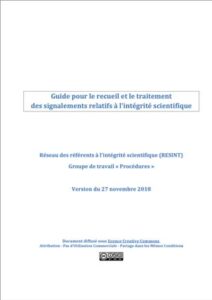 Guide pour le recueil et le traitement des signalements relatifs à l'intégrité scientifique