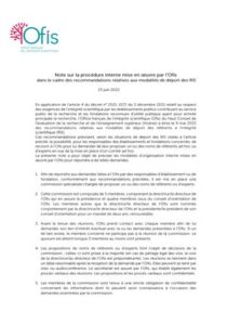 Note sur la procédure interne de l’Ofis